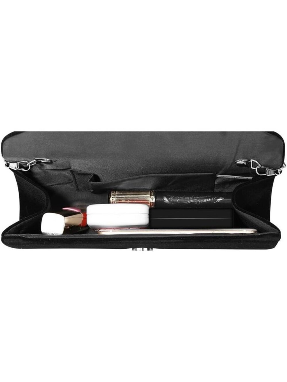 Elegant Velvet Evening Clutch Purse with Detachable Chain Strap for Weddings - Picture 3 of 6